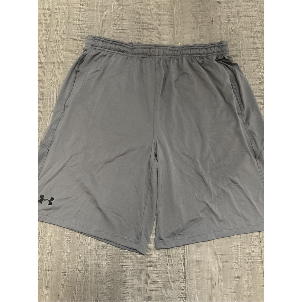 Under Armour Shorts Mens XL Athletic Loose Heatgear Pockets Gray 10.5" Inseam